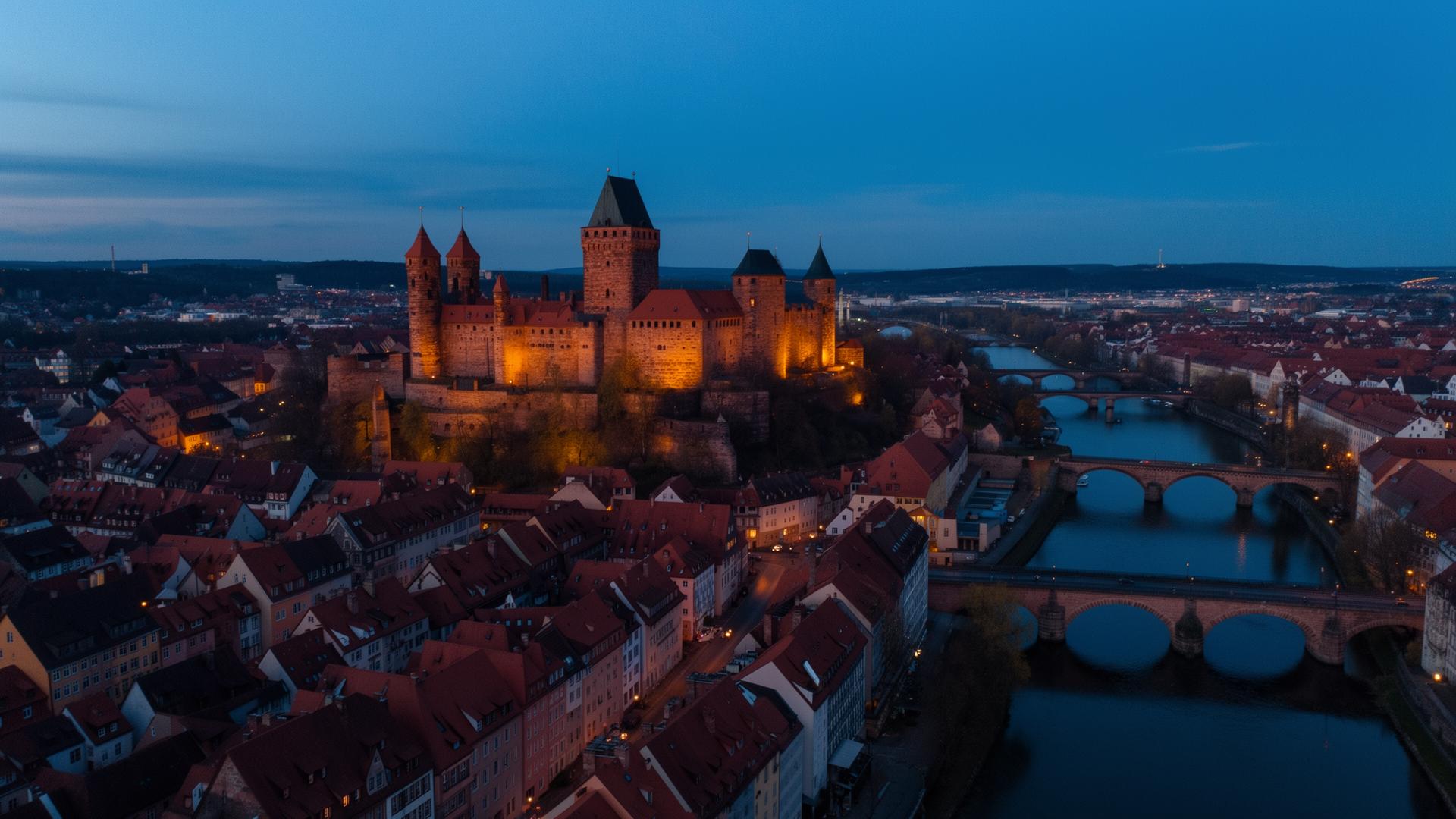 Kaiserburg über den roten Sandsteindächern der Altstadt.