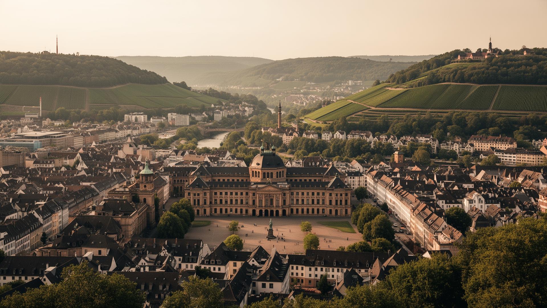 Stuttgarter Talkessel, Weinberge, Schlossplatz.